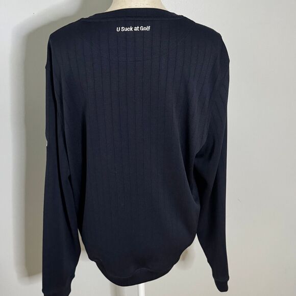 U Suck At Golf USAG Knit Crewneck Navy Blue Sweater Men's Size Medium - Picture 3 of 8